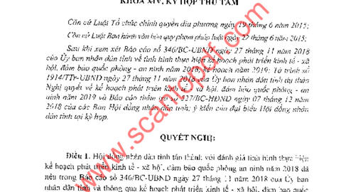Nghị quyết kế hoạch phát triển kinh tế - xã hội đảm bảo quốc phòng an ninh năm 2019