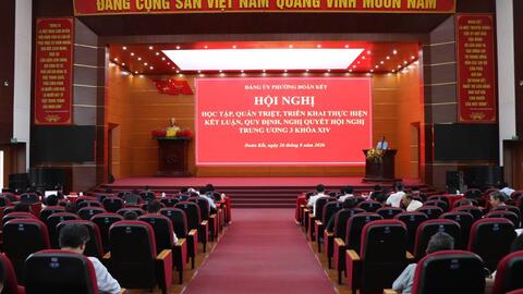 Đảng ủy phường Đoàn Kết học tập, quán triệt, triển khai thực hiện Nghị quyết Hội nghị Trung ương 3 khóa XIV.