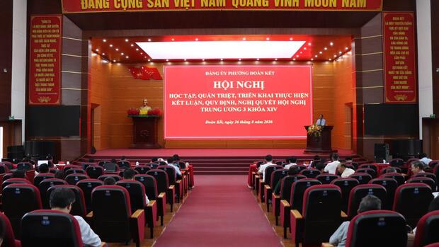 Đảng ủy phường Đoàn Kết học tập, quán triệt, triển khai thực hiện Nghị quyết Hội nghị Trung ương 3 khóa XIV.
